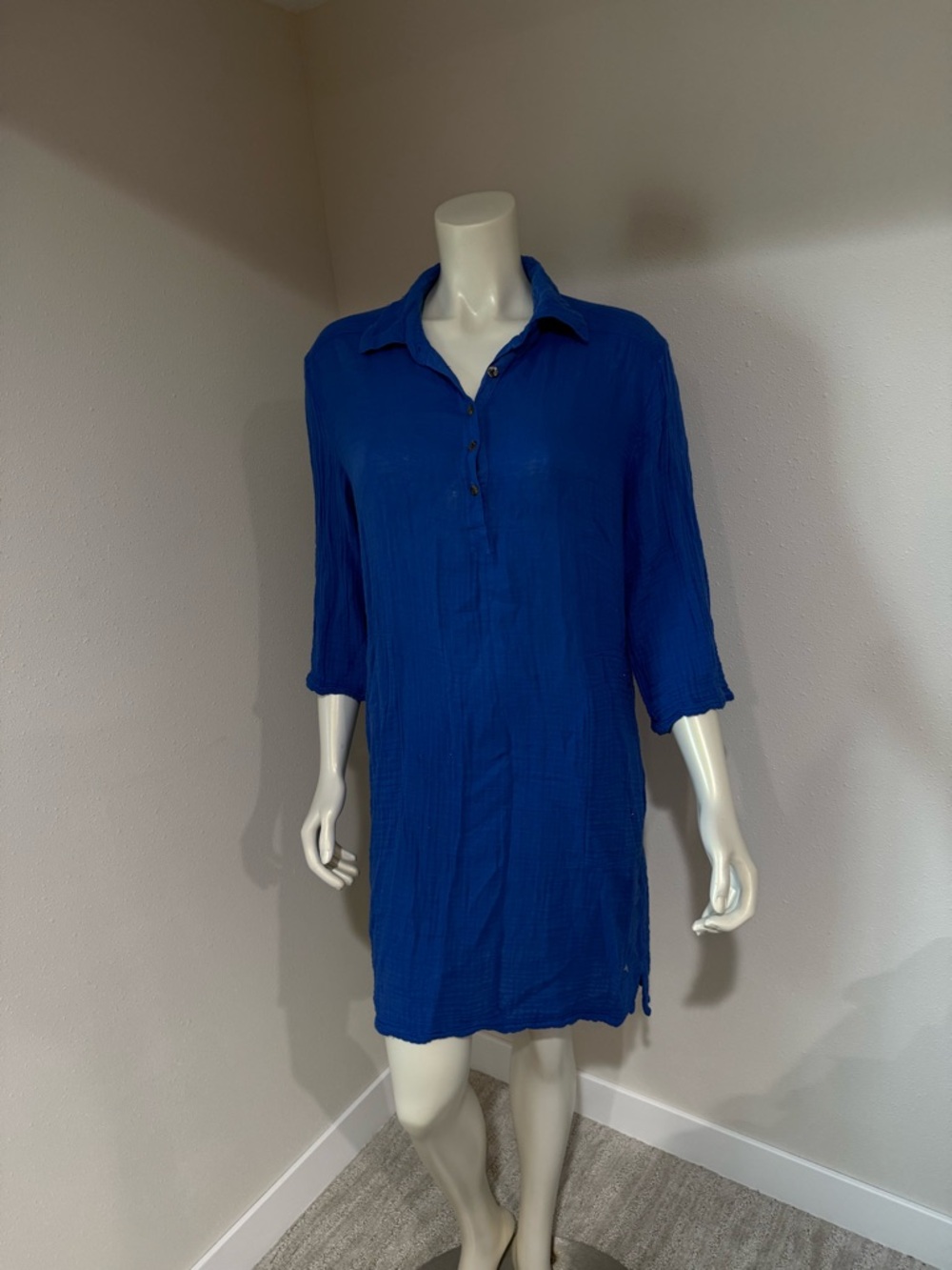 Michael Stars Royal Blue Collared Tunic Dress